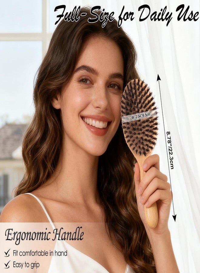 Sofmild Boar Bristle Hair Brush, 100% Pure Hard Boar Bristle Hair Brushes for Women Men Thin Fine Hair Smooth Frizz Enhence Shine - Image 4